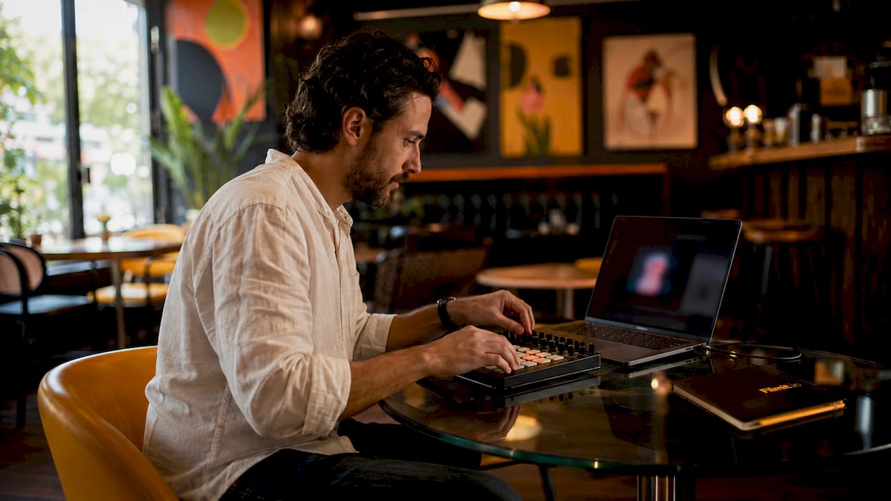 Man working on After Effects composition