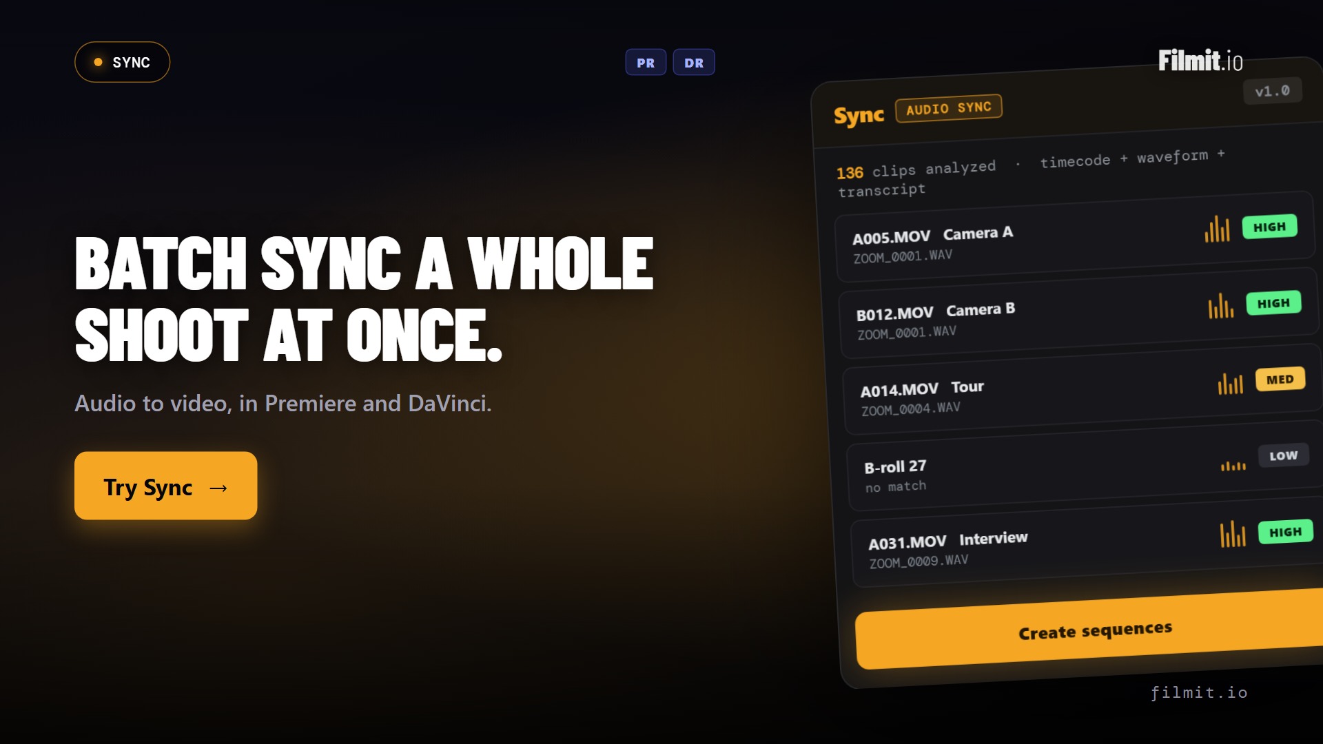 How to Batch Sync Audio and Video in Premiere Pro and DaVinci Resolve (Sync)