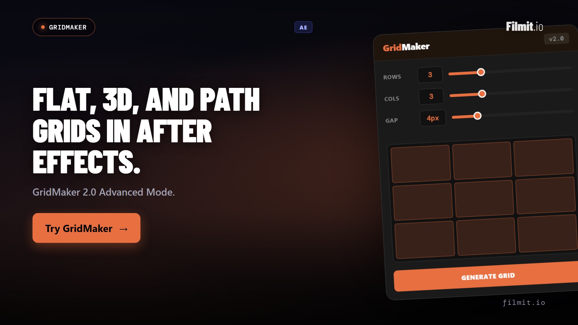 GridMaker 2.0 Demo: Build Flat, 3D Spatial, and Path Grids in After Effects with Advanced Mode