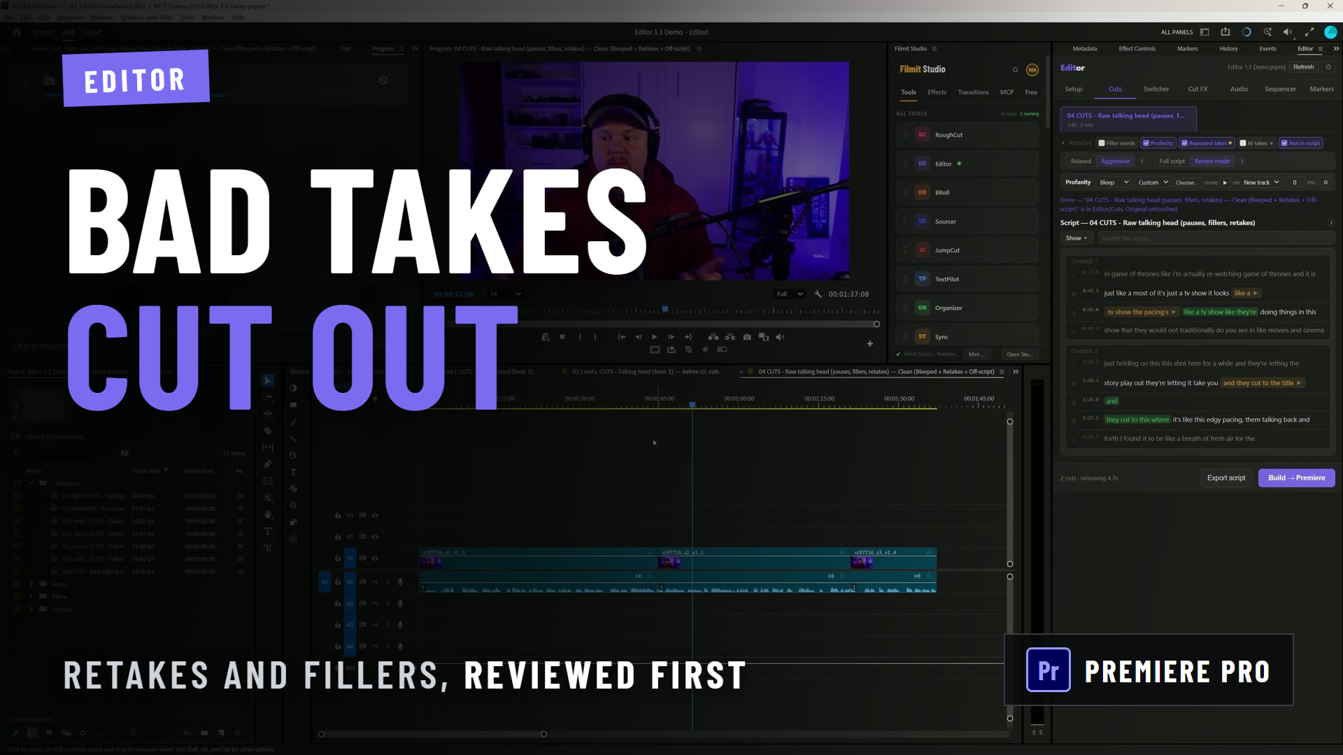 How to Remove Bad Takes in Premiere Pro (Retakes and Flubs)