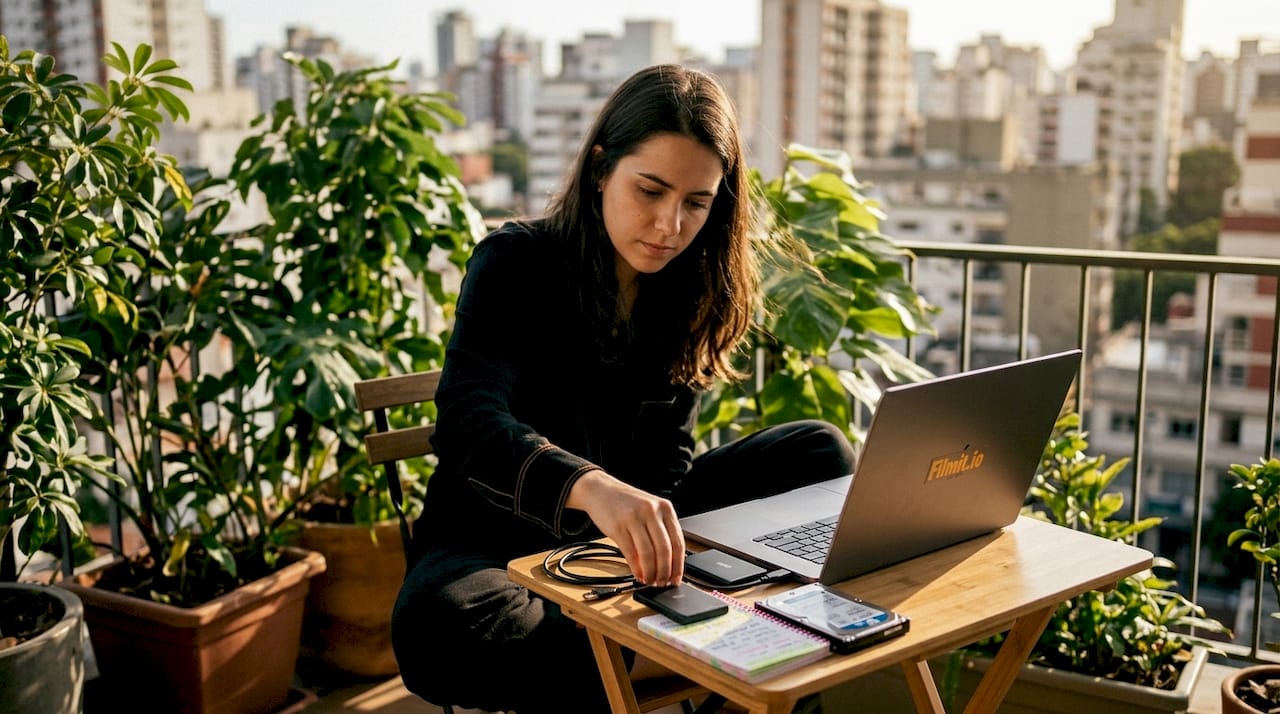 Hands reconnecting media drives on laptop desk