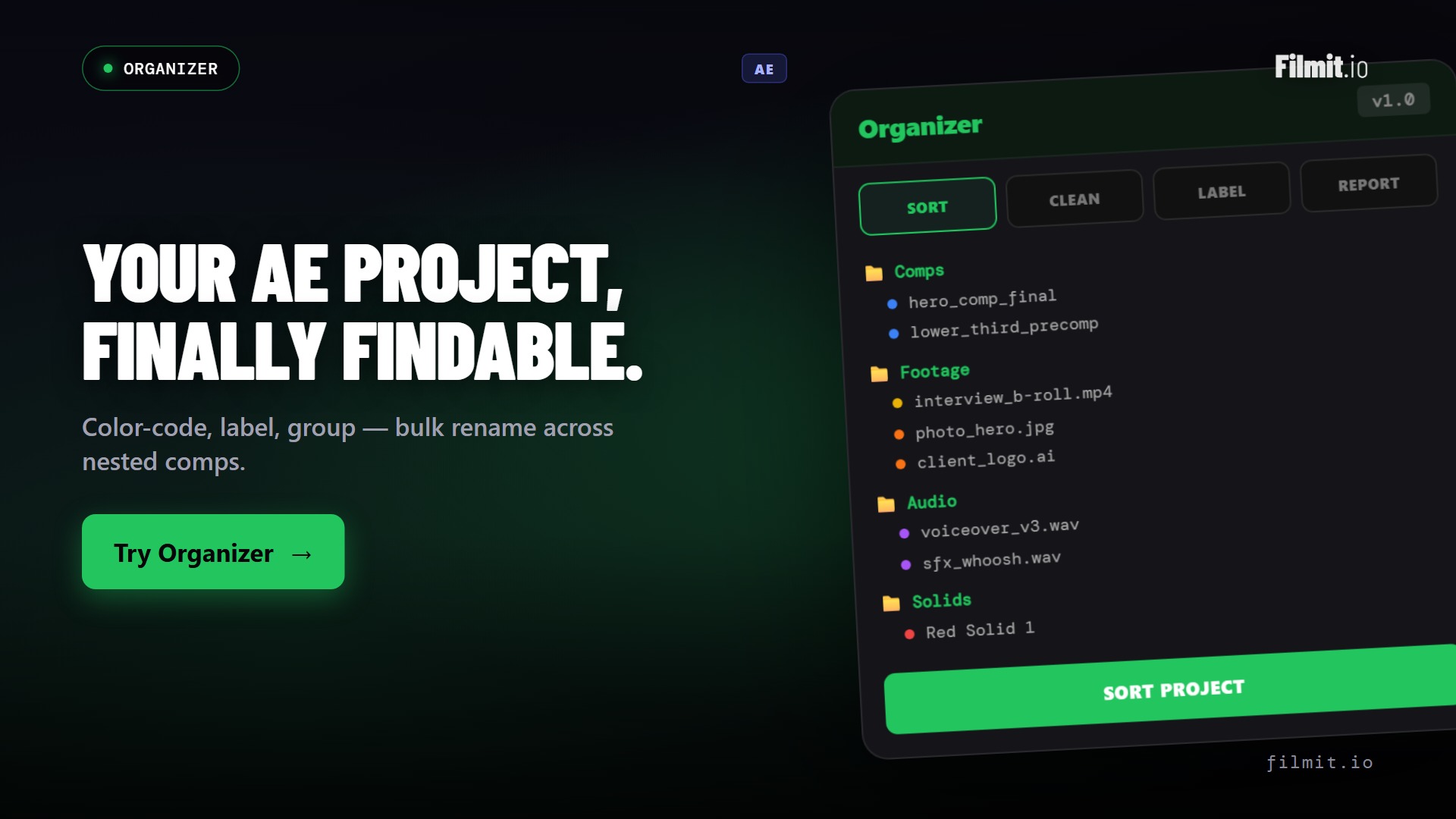 Organizer Demo: Sort Your After Effects Project Panel into Folders in One Click