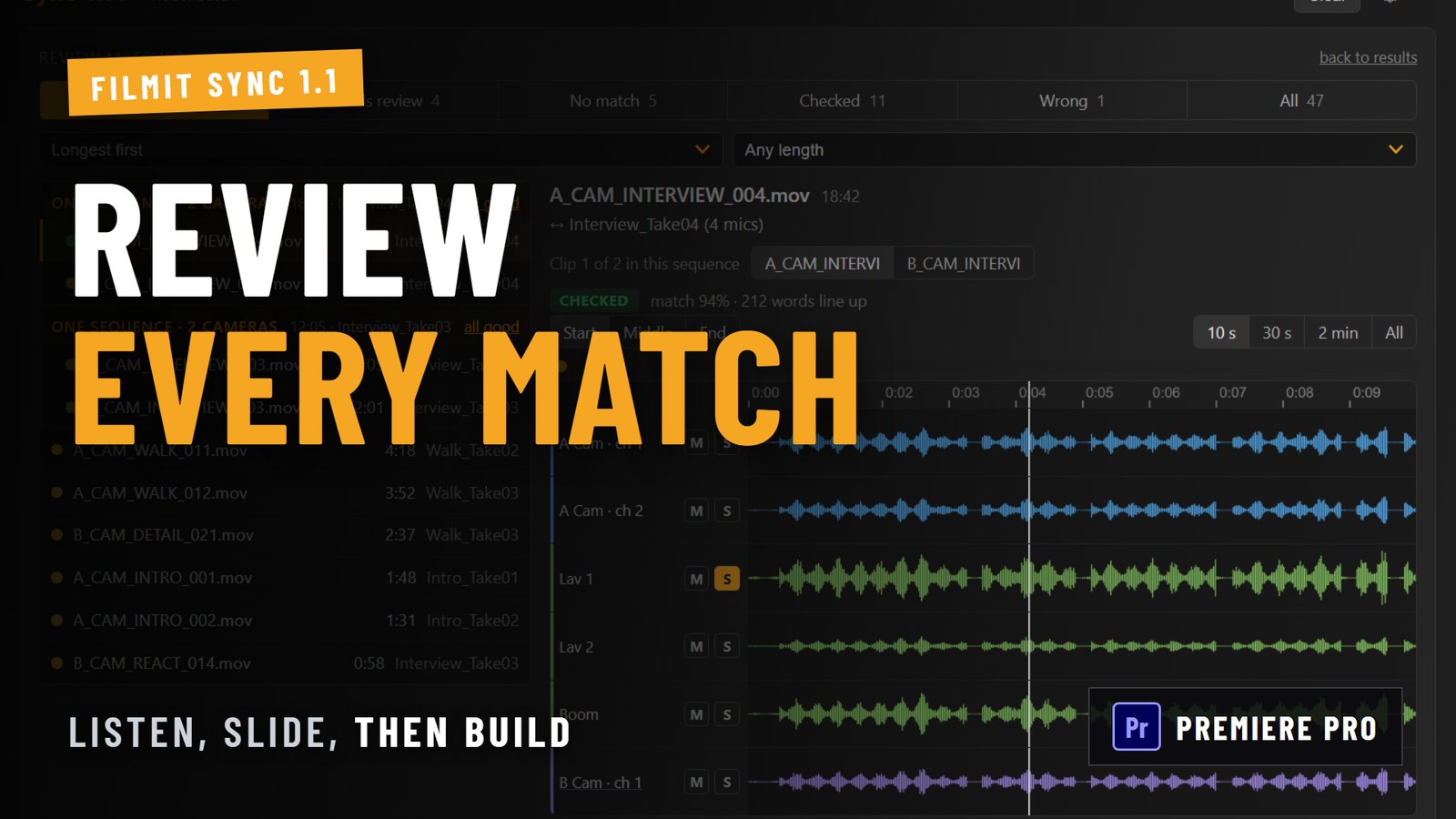 Sync 1.1: Review Every Audio Match Before It Builds