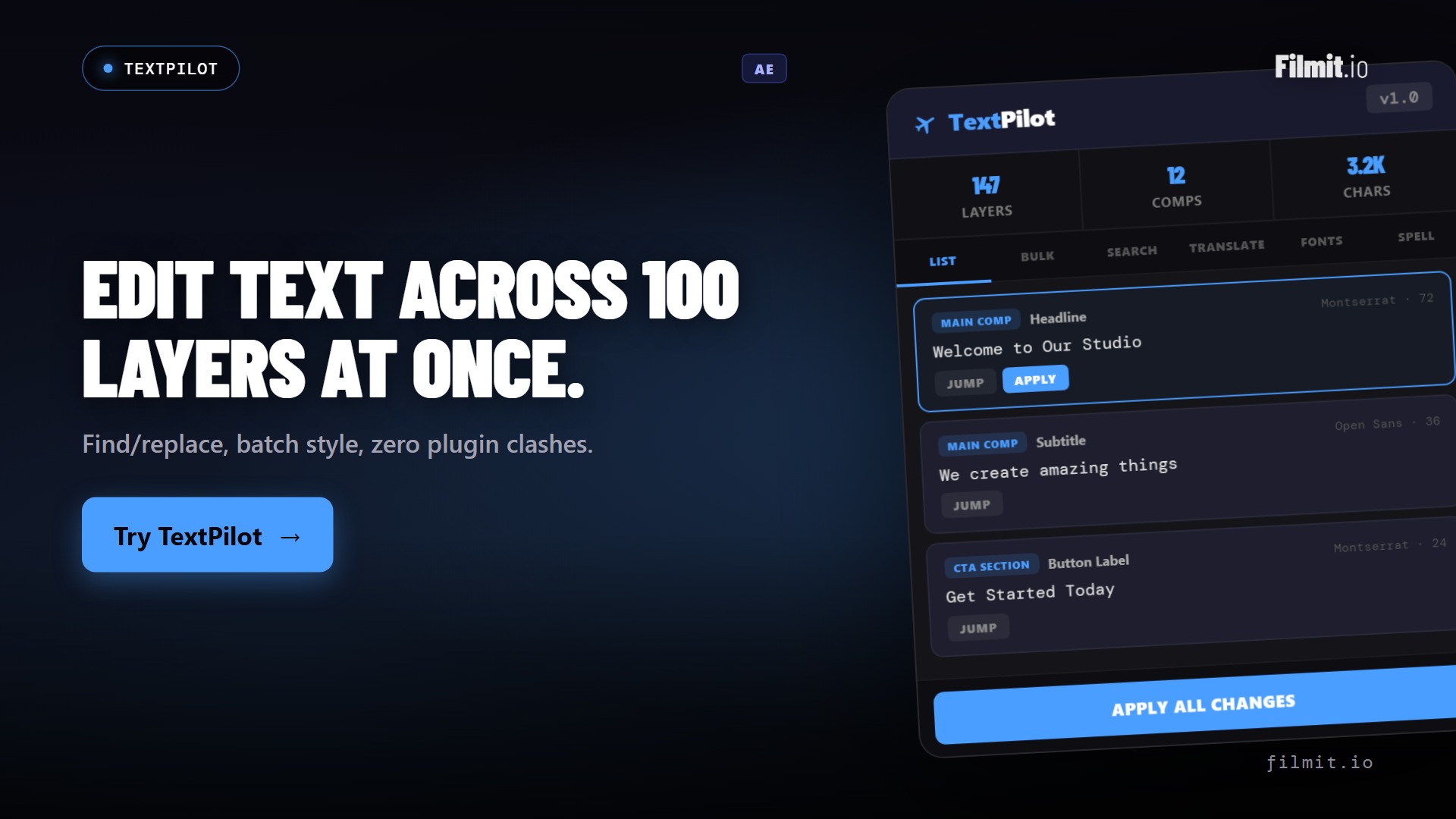 TextPilot Demo: Manage Every Text Layer in Your After Effects Project